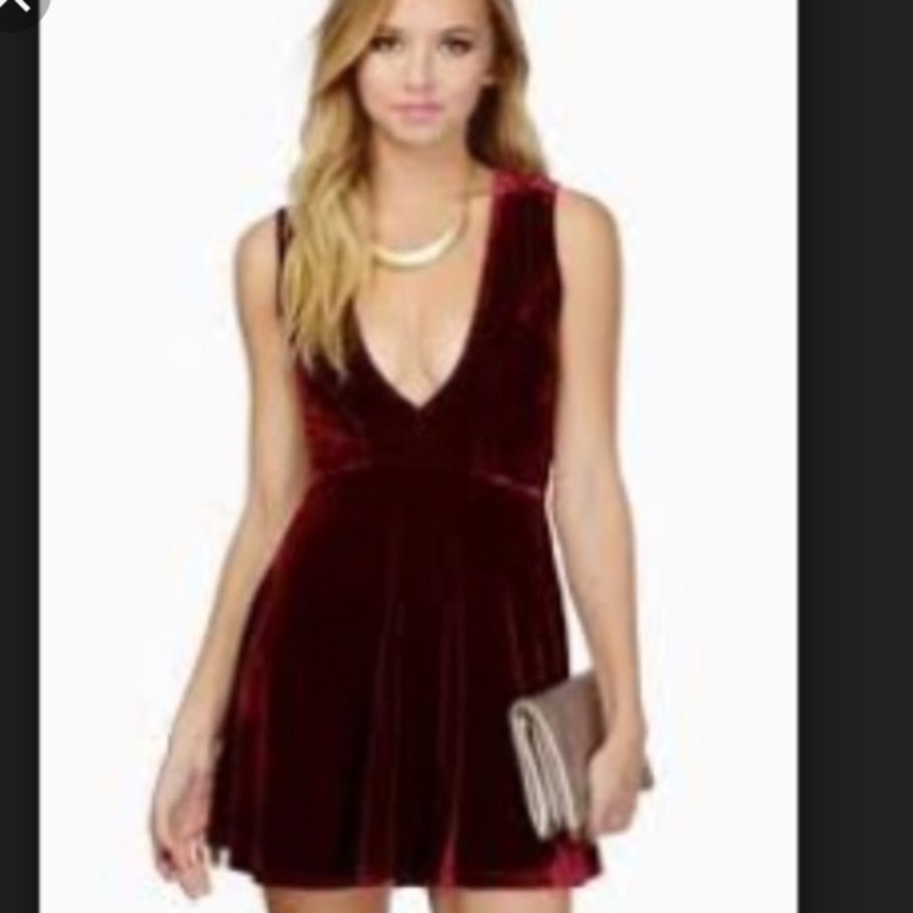 Tobi deep V plunge velvet dress